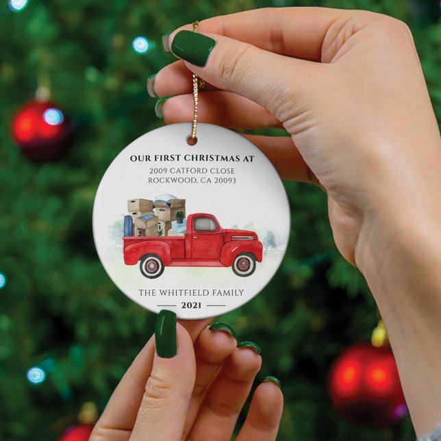 Décoration En Céramique Notre premier Noël Nouveau Accueil Adresse Vacance (Créateur téléchargé)