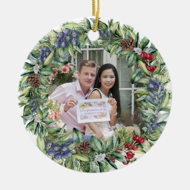 Décoration En Céramique Notre premier Noël | Photo personnalisée (Devant)