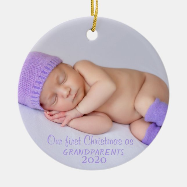 Décoration En Céramique Notre premier Noël, votre photo bébé (Devant)