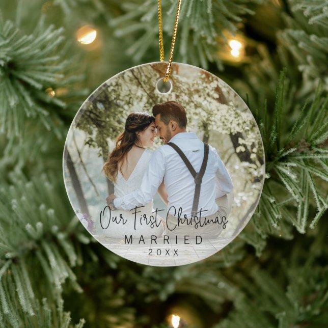 Décoration En Céramique Notre première photo de Noël Mariée (Arbre)