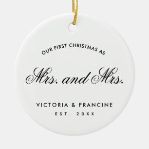 Décoration En Céramique Notre première photo Lesbienne de Noël en blanc