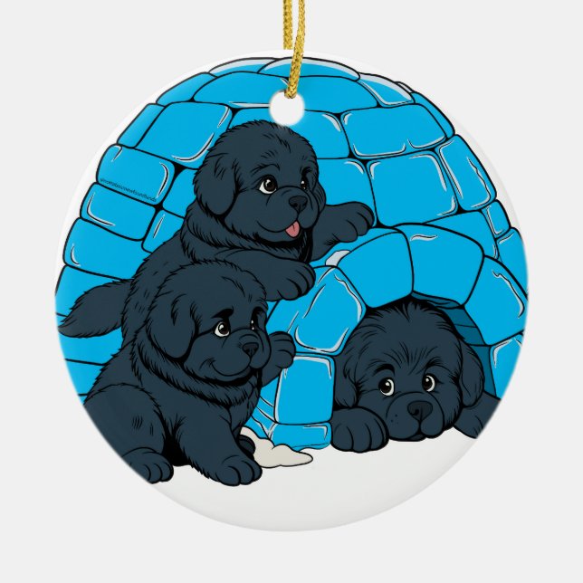Décoration En Céramique Notta Bears Newfoundland Puppy Igloo (Devant)