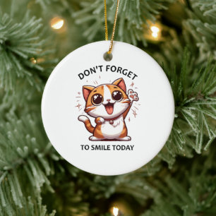 Décoration En Céramique N'oubliez pas de sourire aujourd'hui drôle Chat He
