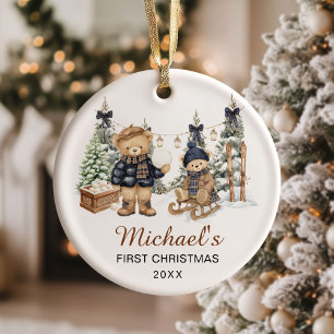 Décoration En Céramique Noun ours en peluche d'hiver pour le premier Noël