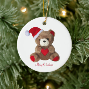 Décoration En Céramique Nounours Teddy Bear personnalisé sur fond blanc