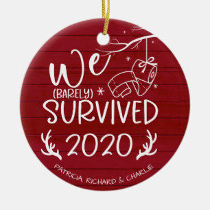 Décoration En Céramique Nous avons survécu 2020 mignon Convid de Noël Roug