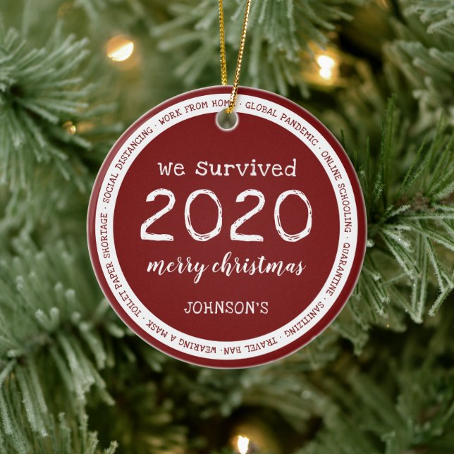 Décoration En Céramique Nous avons survécu 2020 Nom (Arbre)