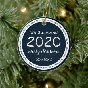 Décoration En Céramique Nous avons survécu 2020 Nom Marine Bleu
