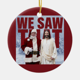 Décoration En Céramique NOUS L'AVONS VU ! Père Noël et Jésus observent tou