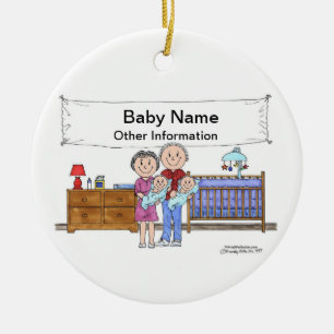Décoration En Céramique Nouveau bébé, jumeaux - garçons