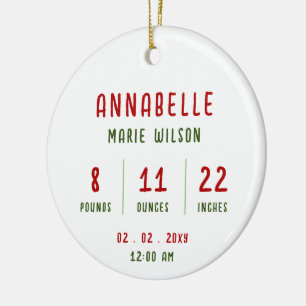 Décoration En Céramique Nouveau bébé photo personnalisée Info bébé Noël