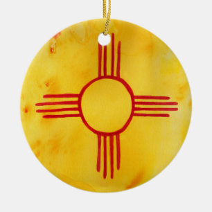 Décoration En Céramique Nouveau-Mexique Drapeau Aquarelle Peinture