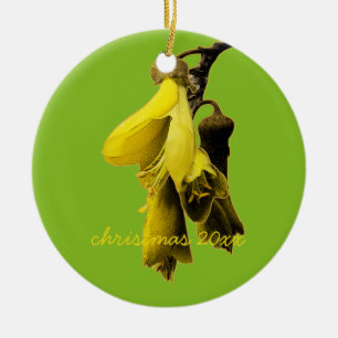 DÉCORATION EN CÉRAMIQUE NOUVELLE-ZÉLANDE KOWHAI FLEURS JAUNE COULEUR VERTE