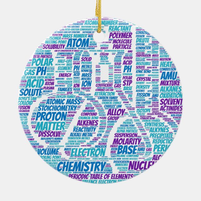 Décoration En Céramique Nuage de mots de chimie (Dos)