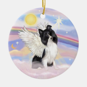 Décoration En Céramique Nuages - Bi Black Shetland Sheepdog Angel