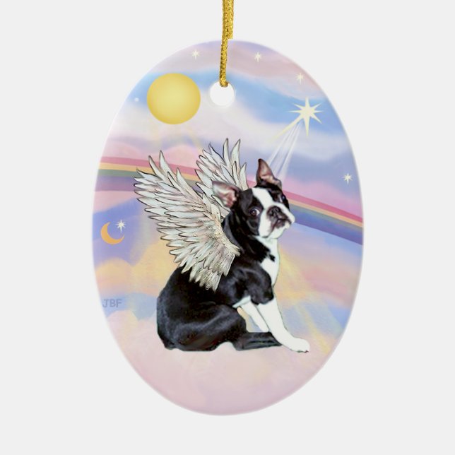 Décoration En Céramique Nuages - Boston Terrier Angel (Devant)