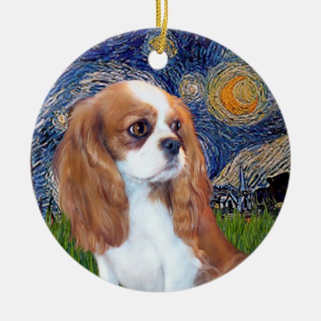 Décoration En Céramique Nuit étoilée - Blenheim Cavalier Puppy (Devant)