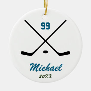 Décoration En Céramique Numéro de nom du joueur de hockey personnalisé ten