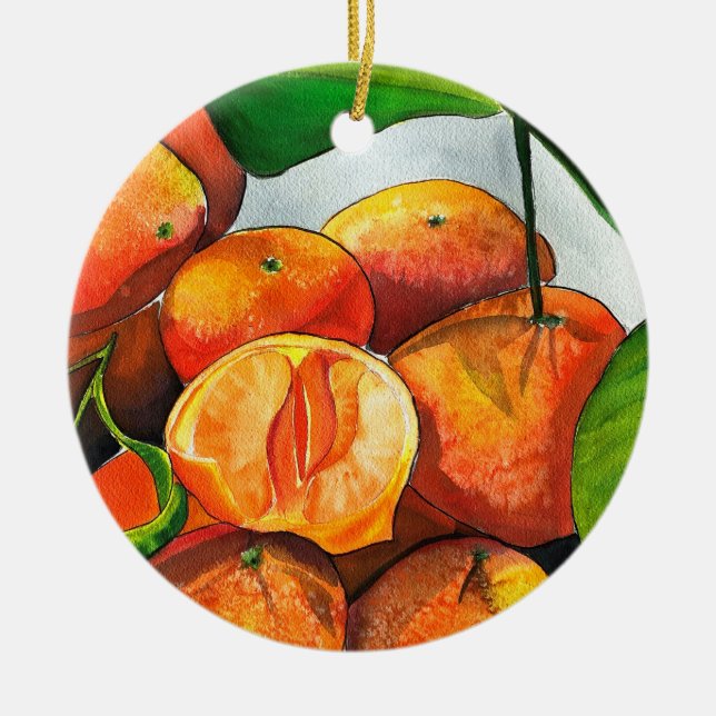 Décoration En Céramique Oaquarelle mandarine (Devant)