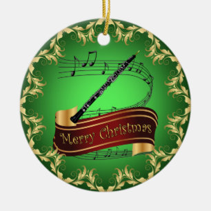 Décoration En Céramique Oboe ~ Scroll musical ~ Joyeux Noël ~ * ~