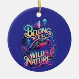 Décoration En Céramique Ocean Adventure Une tortue de mer dynamique