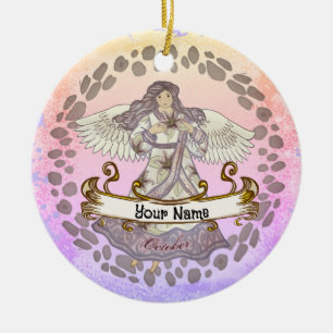 Décoration En Céramique Octobre Anniversaire Ange anniversaire sur mesure 