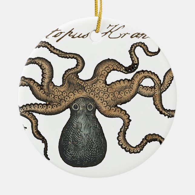 Décoration En Céramique Octopus Kraken Illustration Vintage (Devant)