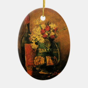 Décoration En Céramique Œillets, roses et un flacon par Vincent van Gogh