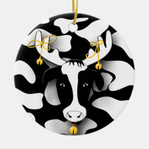 Décoration En Céramique OEuvre de Noël de la vache folle