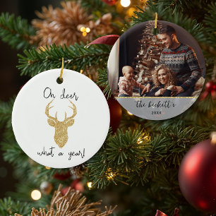 Décoration En Céramique Oh Cerf, Quelle Année! Drôle de Photo Personnalisé