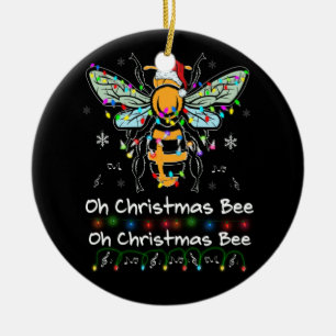 Décoration En Céramique Oh Christmas Bee Bee Santa Hat Bee Light Noël