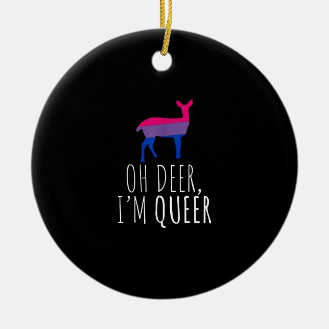 Décoration En Céramique Oh Deer Queer Bisexual Pride Gay Lesbian DOrnament (Devant)