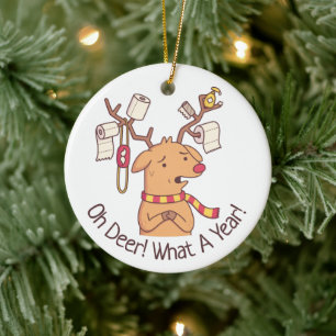 Décoration En Céramique Oh Deer, Quel An, Fantastique Noël De Rindeer
