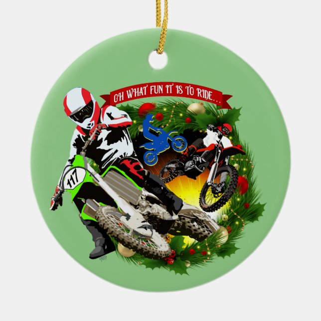 Décoration En Céramique Oh Quel Amusant Motocross Noël (Devant)