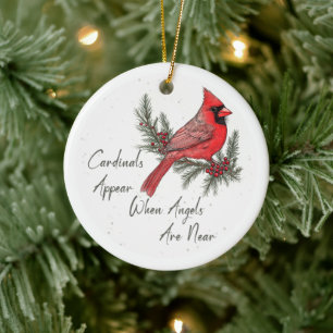 Décoration En Céramique Oiseau cardinal rouge Noël d'hiver