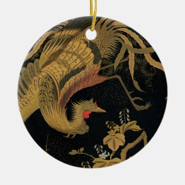 Décoration En Céramique Oiseau de coq d'or Classique japonais Antique (Devant)