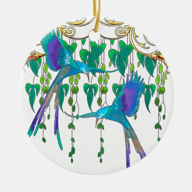 Décoration En Céramique Oiseau de quetzal bleu (Devant)