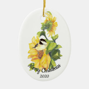 Décoration En Céramique Oiseau fait sur commande de tournesol d'aquarelle