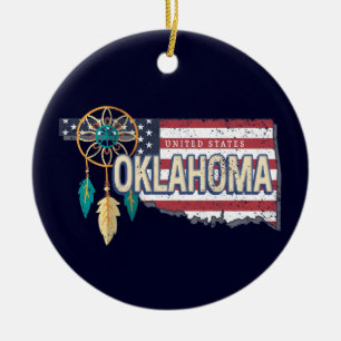 Décoration En Céramique Oklahoma États-Unis Carte Retro Vintage USA