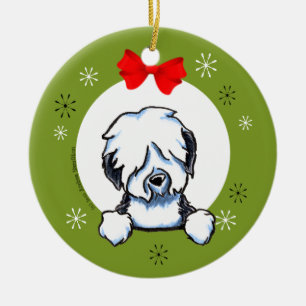 Décoration En Céramique Old English Sheepdog Christmas Classic