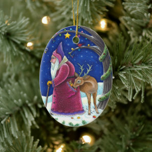 DÉCORATION EN CÉRAMIQUE OLDE WORLD BELSNICKLE & HUNGRY REINDEER, NOËL