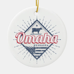 Décoration En Céramique Omaha City Nebraska États-Unis Vintage USA