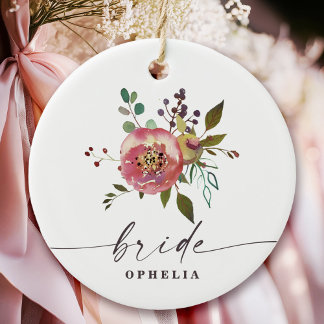 Décoration En Céramique Ophelia Cottagecore Dusty Rose Floral Bride