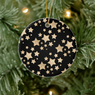 Décoration En Céramique Or étincelant Star Noël Fête Noir