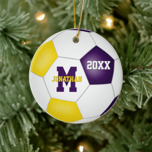 Décoration En Céramique or violet son équipe d'école couleurs soccer