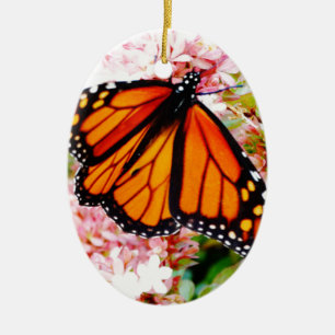 Décoration En Céramique Orange Monarch on rose flowers