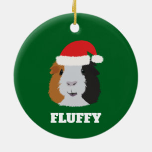 Décoration En Céramique Orange, White, and Black Guinea Pig Ornament