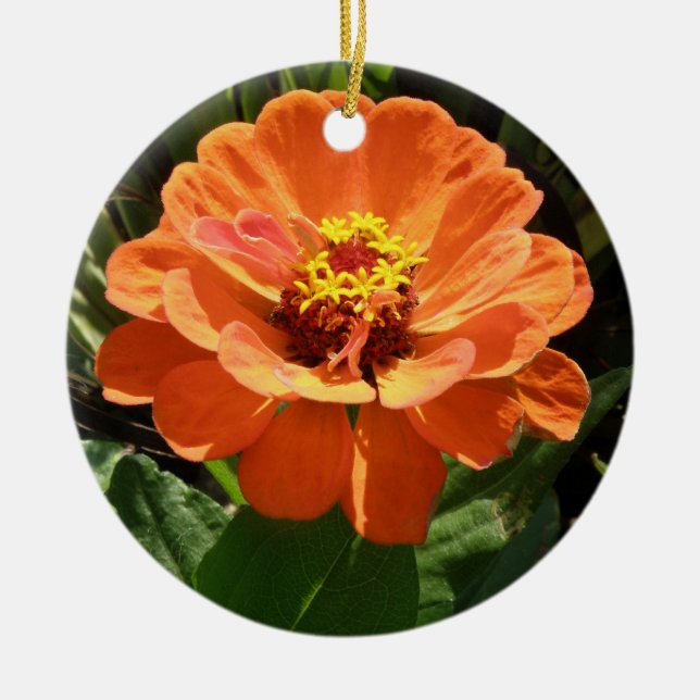 Décoration En Céramique Orange Zinnia Anniversaire personnalisé (Devant)