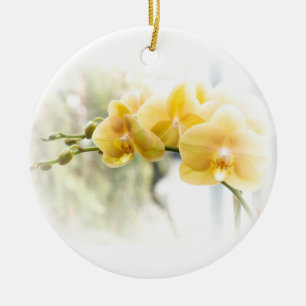 Décoration En Céramique Orchidée à papillon jaune sous le soleil