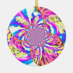 Décoration En Céramique orchidée Abstraite boho rose orange bleu pourpre